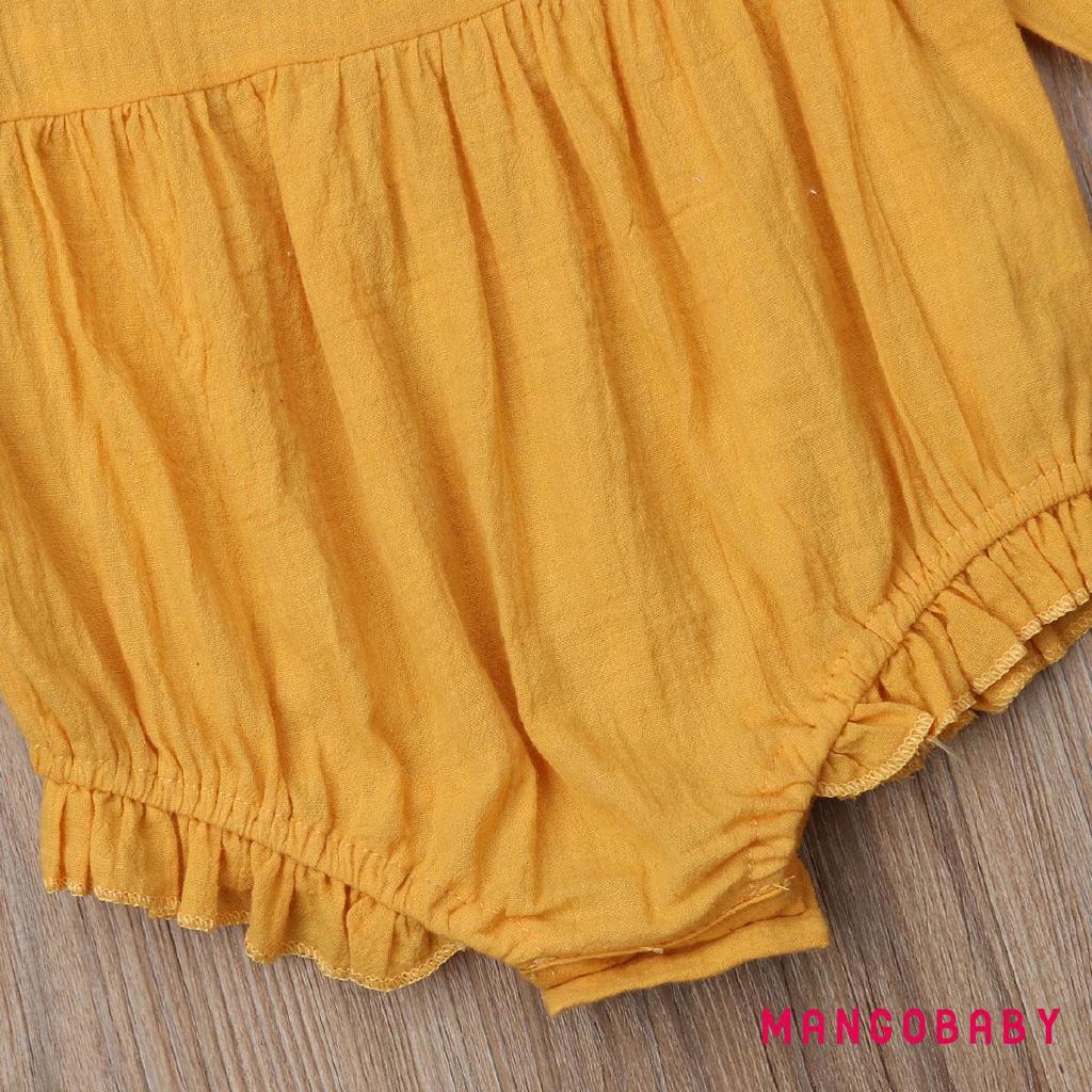 8vb-bộ áo liền quần dài tay cho bé gái mới biết đi Ruffle Body Trang phục