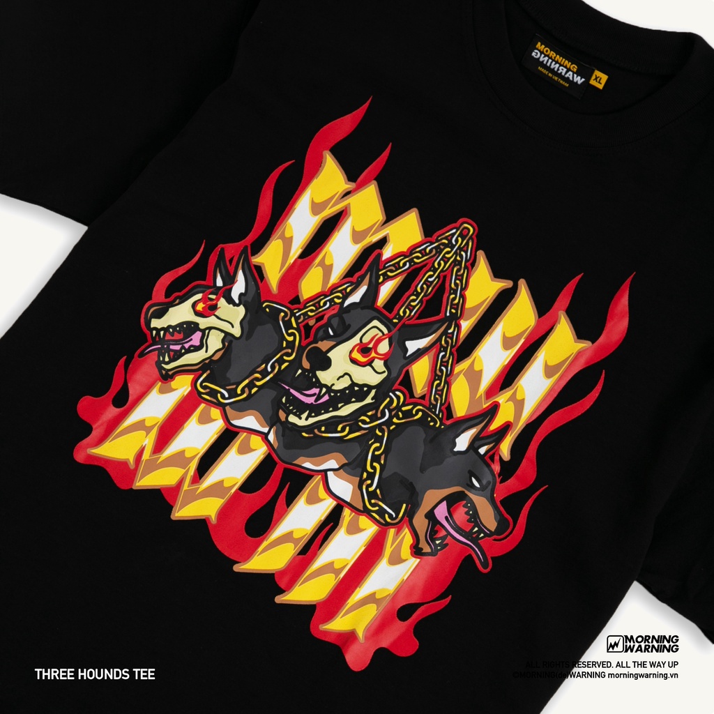 Áo thun Morning Warning Three Hounds - Ba Con Chó - Áo Thun Unisex Form Rộng Tay Lỡ Oversize Cotton 100% Local Brand