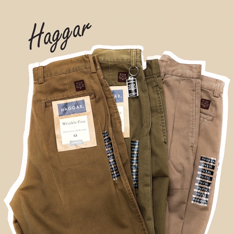 Quần Kaki Nam Nữ Ống Rộng Vintage - New - Haggar USA - Quần Tây Kaki Lưng Cao - HÀNG MỚI VỀ