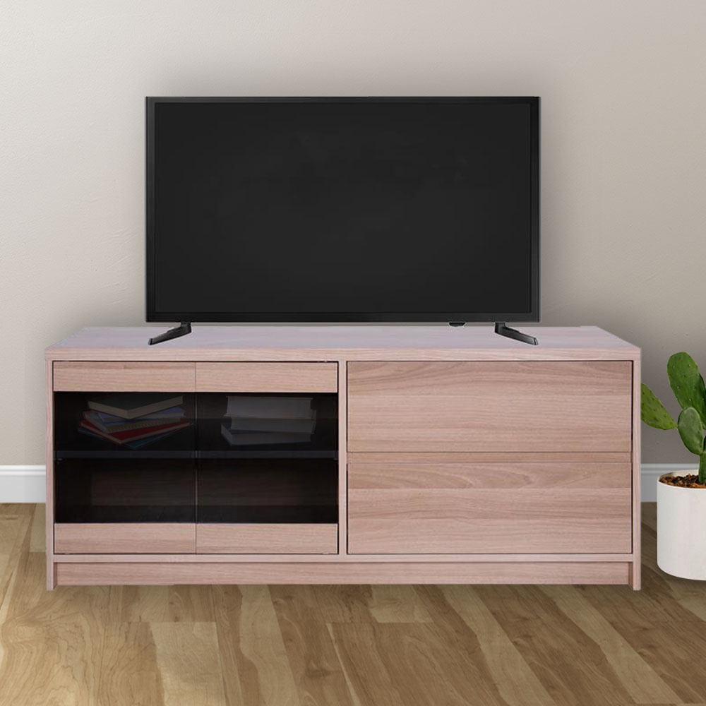 HomeBase FURDINI Kệ tủ TV bằng gỗ ép chống trầy xước FINN W120xH50xD40cm màu gỗ trắng