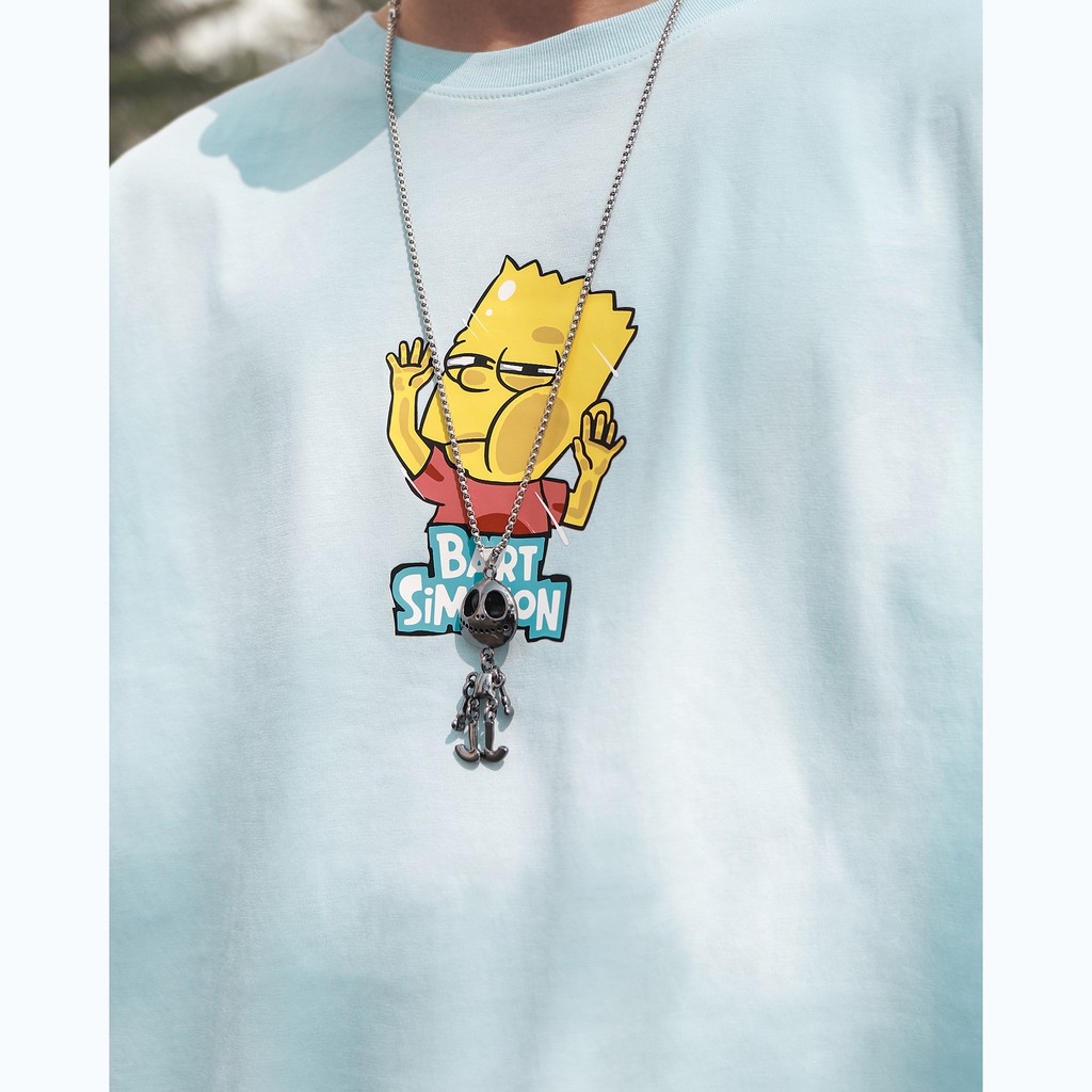 Áo Thun Bart Simpson Màu Xám Chất Liệu Cotton Thoáng Mát