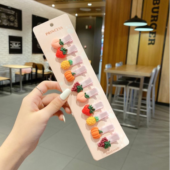 Set 10 Kẹp Tóc Hình Trái Cây/ Con thú Xinh Xắn Cho Bé Gái