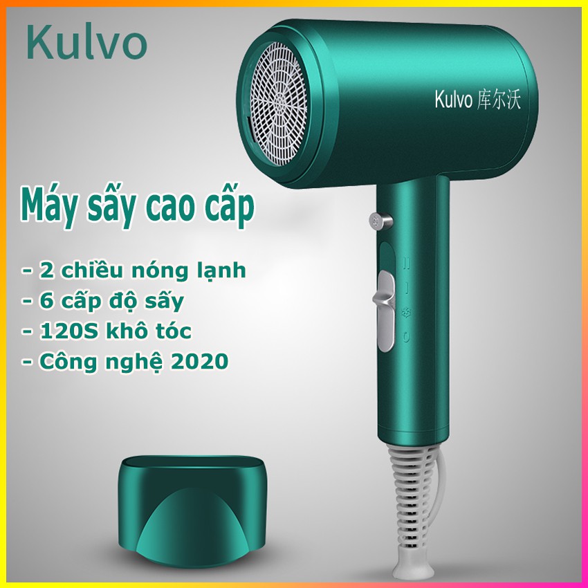 Máy sấy tóc Kulvo MIANZ STORE TẶNG MŨ CHÙM TÓC- 6 chế độ - 2 chiều nóng lanh - Công nghệ ION chống hư tổn - Kaizo Mart