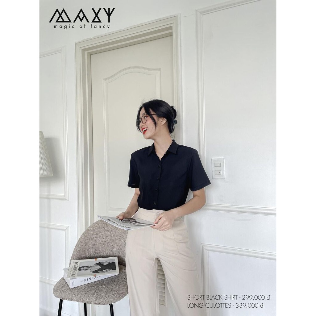 Áo sơ mi tay ngắn màu đen short basic shirt Maxy Workshop