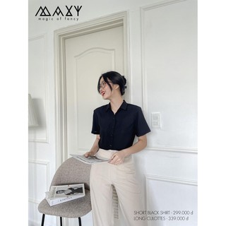 Áo sơ mi tay ngắn màu đen short basic shirt Maxy Workshop