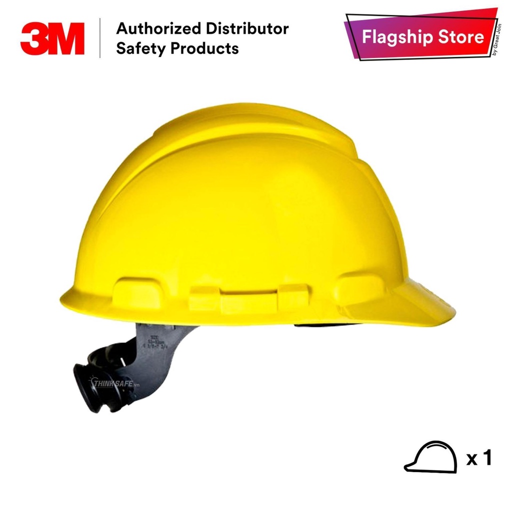 Mũ bảo hộ 3M H701R, nhựa HDPE siêu cứng, khóa vặn, dây nón co giãn, lồng nón 4 chấu điều chỉnh được độ cao - Thinksafe