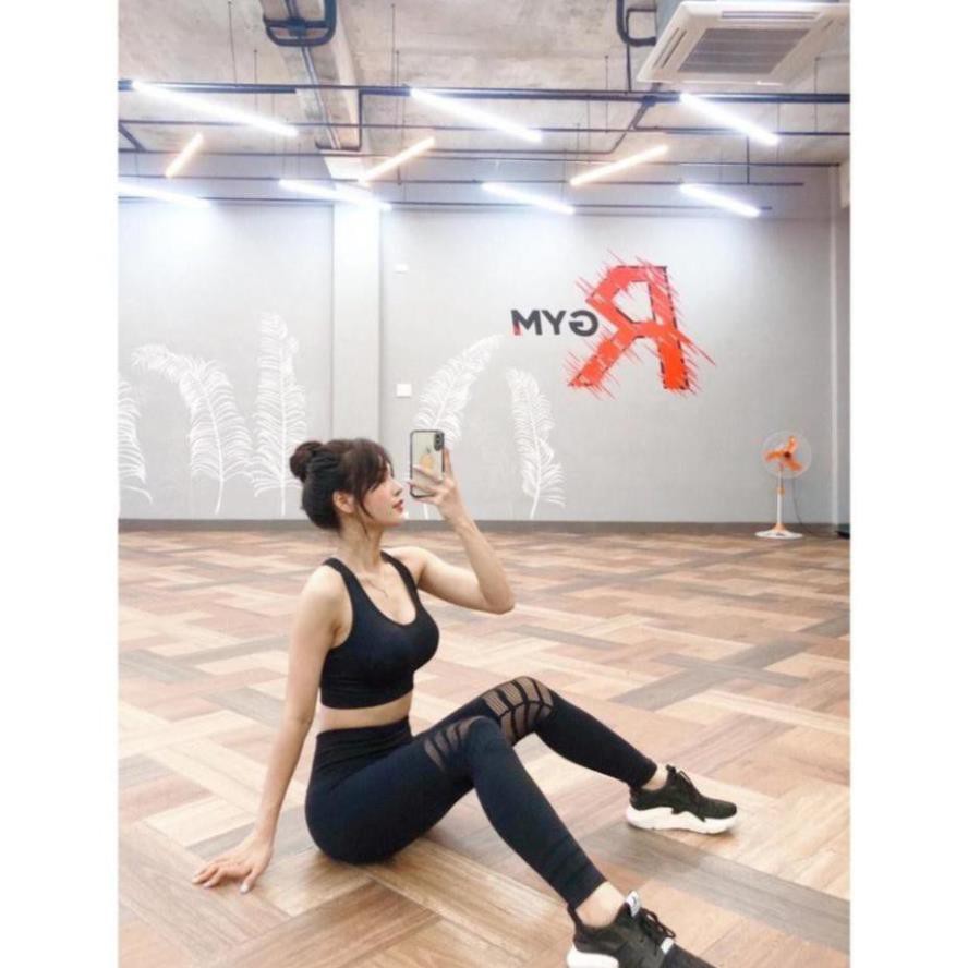 [EMMA] Quần Tập Gym Nữ Yoga [LEGGING] Lưới Chun Mông [ĐỒ TẬP]