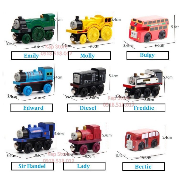 [G01] Bộ sưu tập đầu kéo xe lửa Thomas, sản phẩm chơi cùng đường ray xe lửa gỗ S037