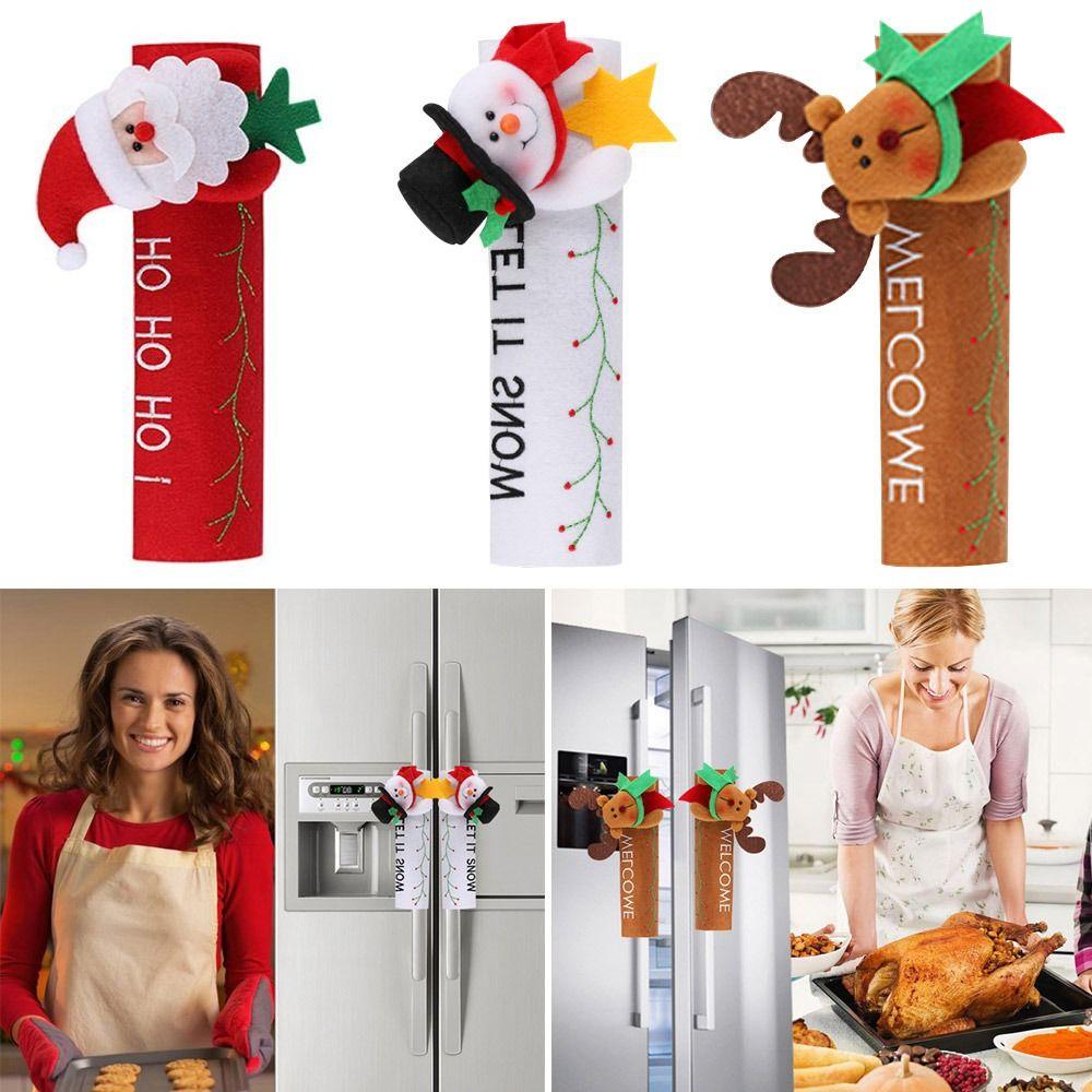 CONOPERY Cặp Vỏ Bọc Tay Cầm Tủ Lạnh Trang Trí Giáng Sinh