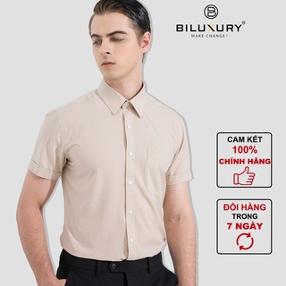 Áo sơ mi nam ngắn tay BILUXURY chất vải kháng khuẩn  thiết kế trẻ trung chuẩn form 4SMCB005BEV