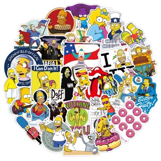 Set 50 nhãn dán không trùng lặp họa tiết Gia đình Simpsons chống nước trang trí hành lý / laptop/điện thoại/mũ bảo hiểm