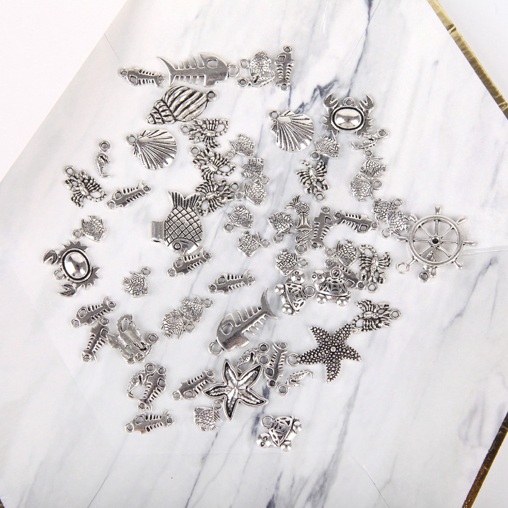 Set 50 Mặt Dây Chuyền Kim Loại Mạ Bạc Phong Cách Tây Tạng