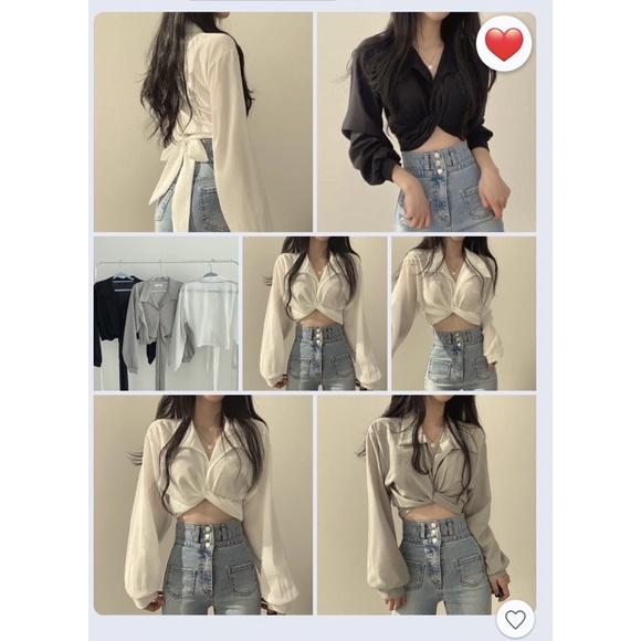 Sơmi croptop xoắn eo 🍓 | BigBuy360 - bigbuy360.vn