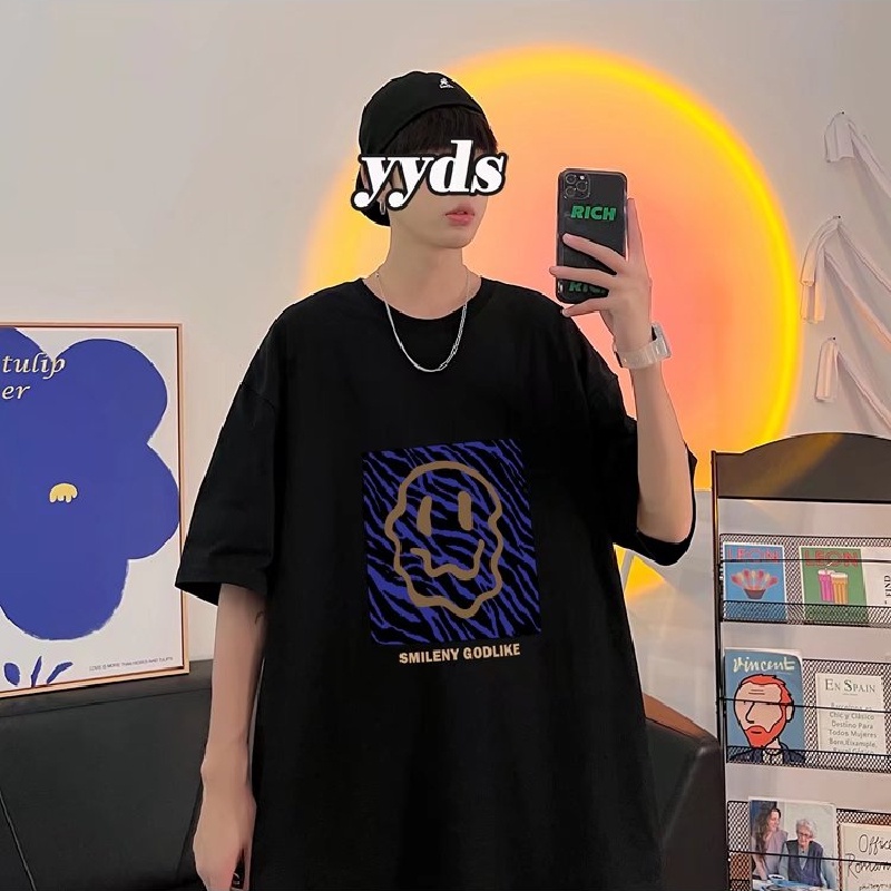 Áo Thun Tay Ngắn Dáng Rộng In Họa Tiết Hoạt Hình Phong Cách Hip Hop Hàn Quốc Thời Trang Mùa Hè Cho Nam Size M-8XL