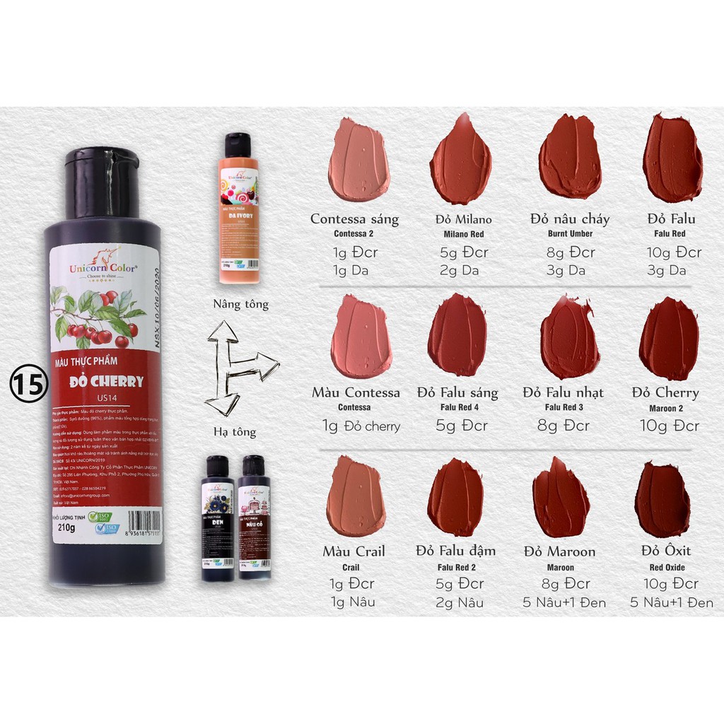 Màu thực phẩm 210g - Đỏ cherry MS15  - Unicorn color