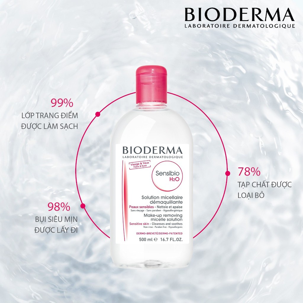 Nước tẩy trang Bioderma, dung dịch làm sạch và tẩy trang Micellar Bioderma Sensibio H2O
