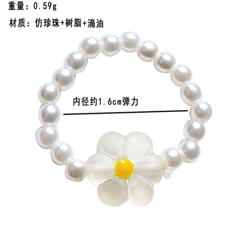 Nhẫn Đeo Ngón Tay Co Giãn Đính Hạt Ngọc Trai Hình Hoa Thời Trang Nữ