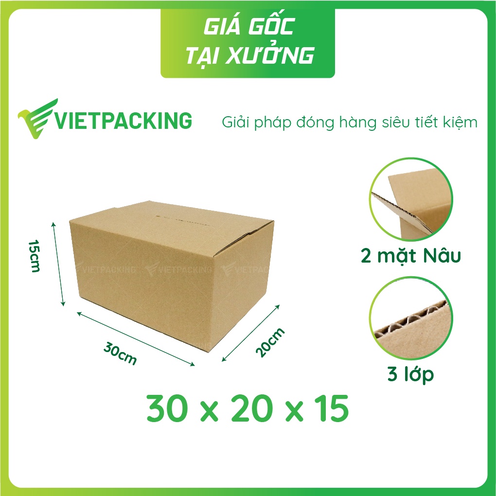 30x20x15 - 50 hộp carton giấy cứng, hộp đẹp V178