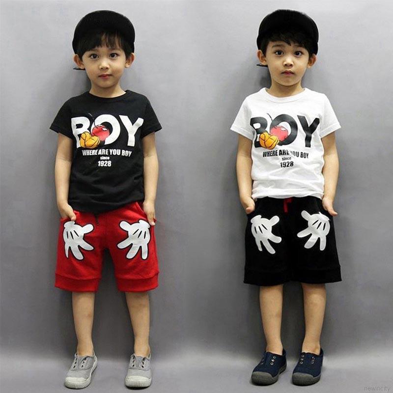 Set áo thun tay ngắn &amp; quần short cho bé trai &amp; gái