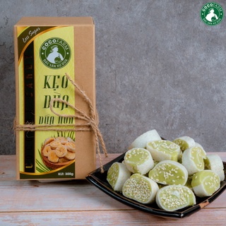 Kẹo Dừa Dứa Non vị Lá Dứa Cocofarm ít đường hộp 300g