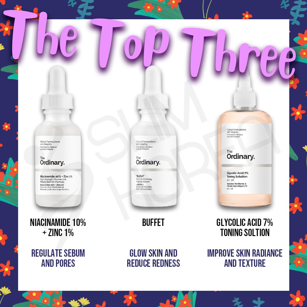 Sản phẩm trong bộ sưu tập The Ordinary Niacinamide/AHABHA Peeling/Alpha arbutin/Caffeine/Hyaluronic Acid/Buffet/Lactic