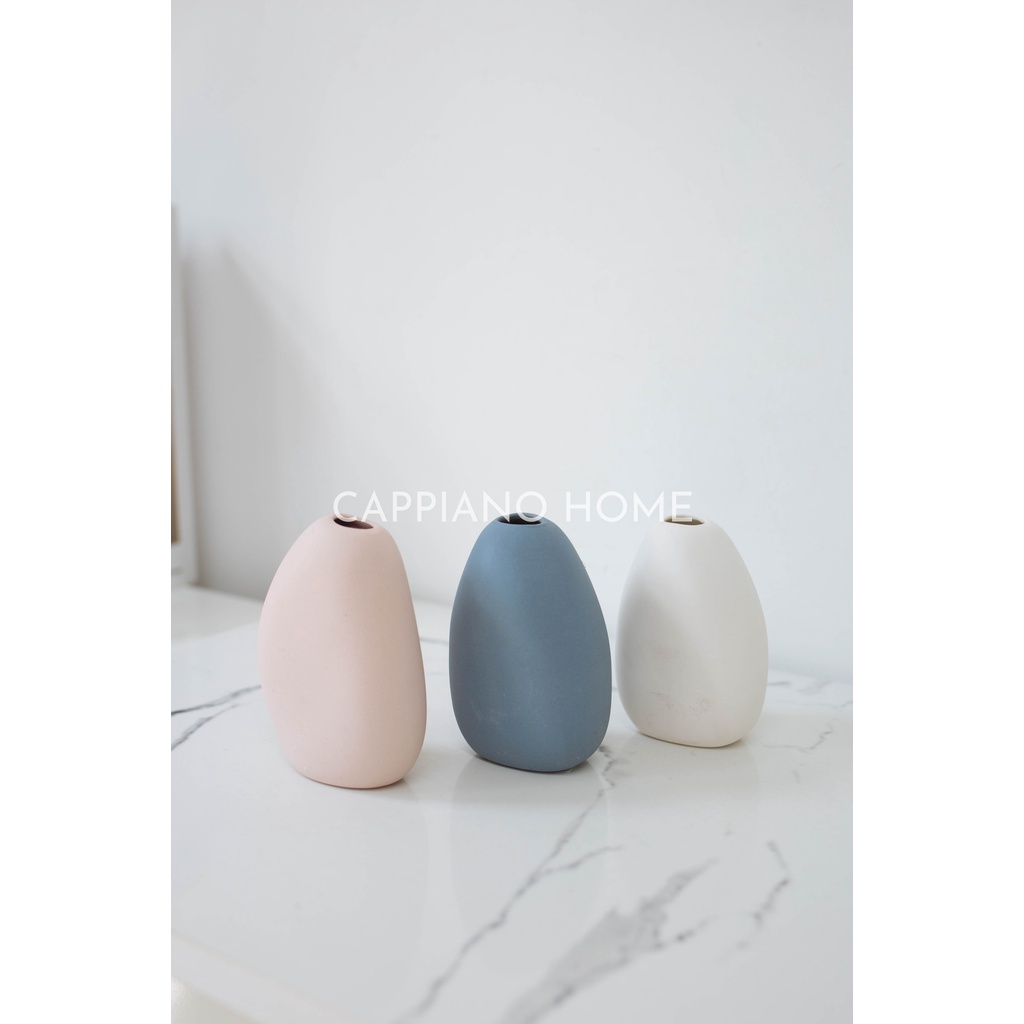 Lọ hoa gốm đơn màu nhám, lọ hoa sứ mini decor trang trí chụp ảnh quà tặng | Cappiano home