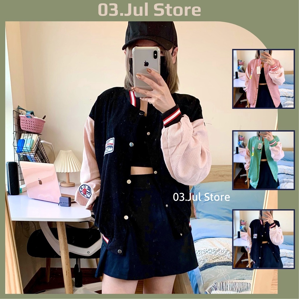 Áo Khoác Bomber Varsity Cầu Vòng Nhung Tăm Dày Dặn Form Rộng Freesize Bóng Chày Dễ Phối Đồ