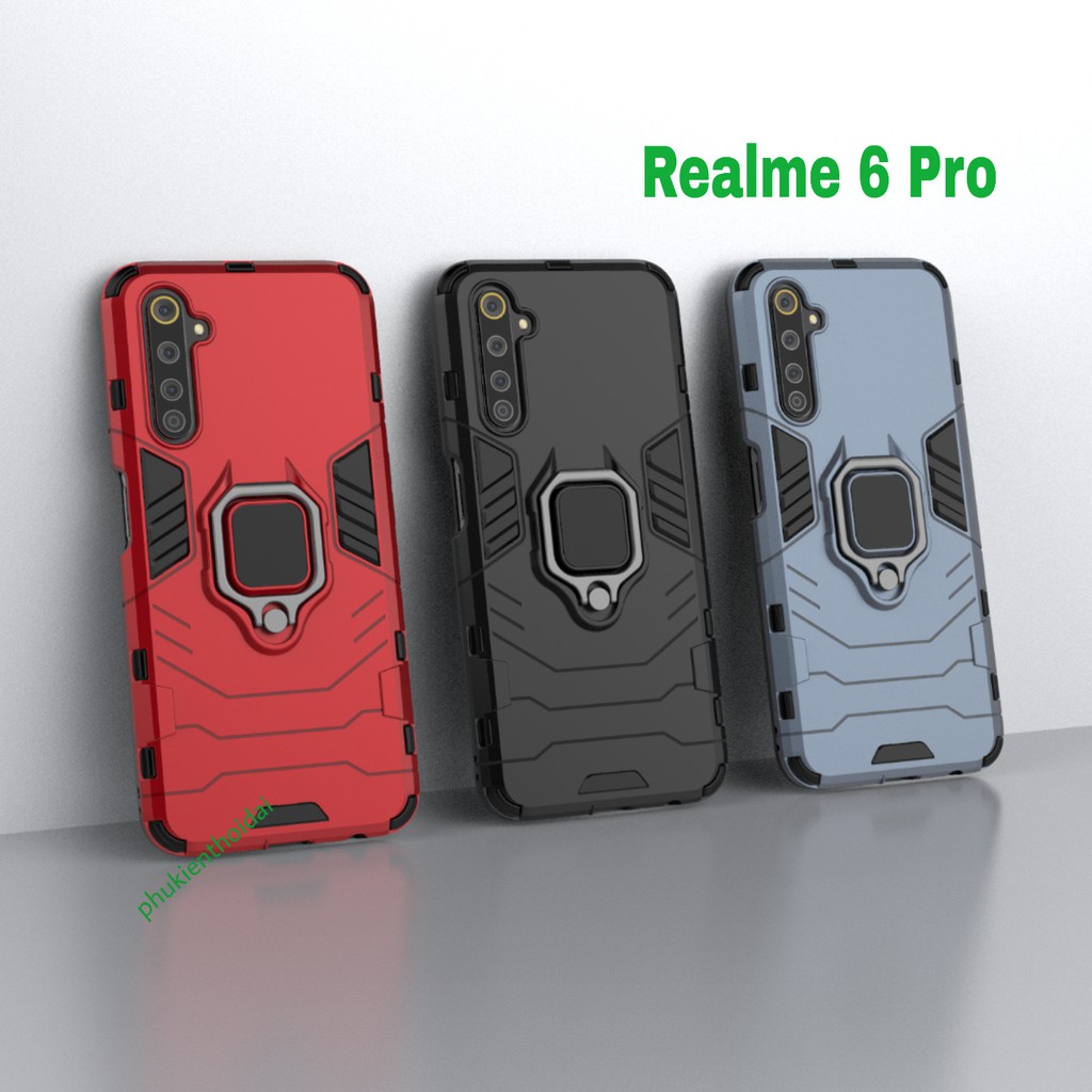 Ốp lưng Realme 6 Pro chống sốc Iron Man Iring cao cấp siêu bền giá đỡ mặt lưng