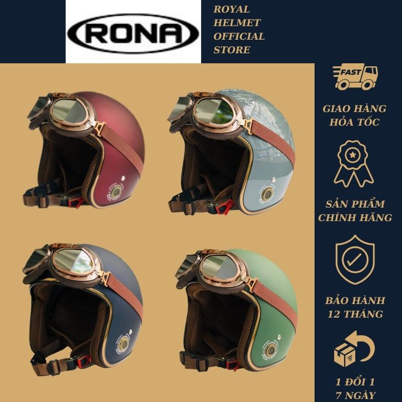 Mũ bảo hiểm 3/4 RONA R8 kèm kính phi công cao cấp chính hãng, freeship, bảo hành 12 tháng