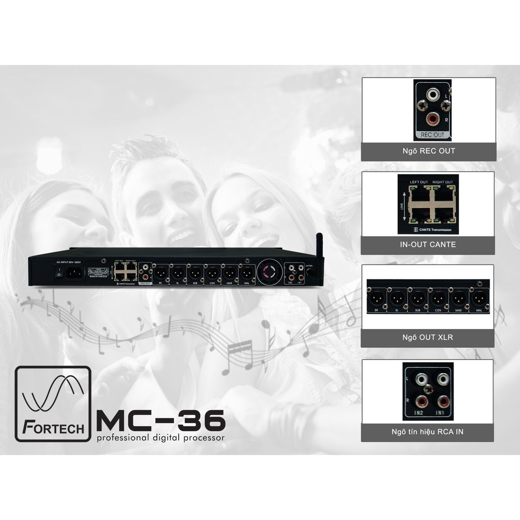 🔴 Vang số - Mixer digital karaoke Fortech MC-36 cao cấp, chống hú tuyệt đối, âm thanh đỉnh cao, công nghệ DANTE hiện đại