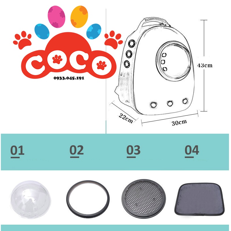 Balo phi hành gia cho chó mèo kèm đệm lót