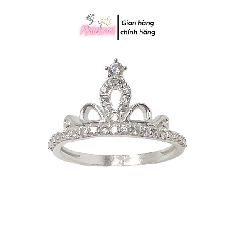 Nhẫn vương nữ miện bạc ta, chỏm cao viền bèo sang chảnh độc đáo Mainomi Shop Bạc Xinh