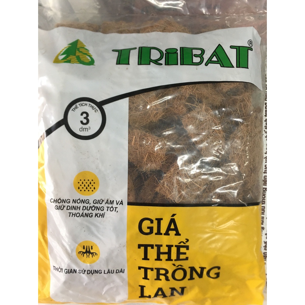 Xơ dừa miếng Tribat - Giá thể trồng Lan TRIBAT 3dm