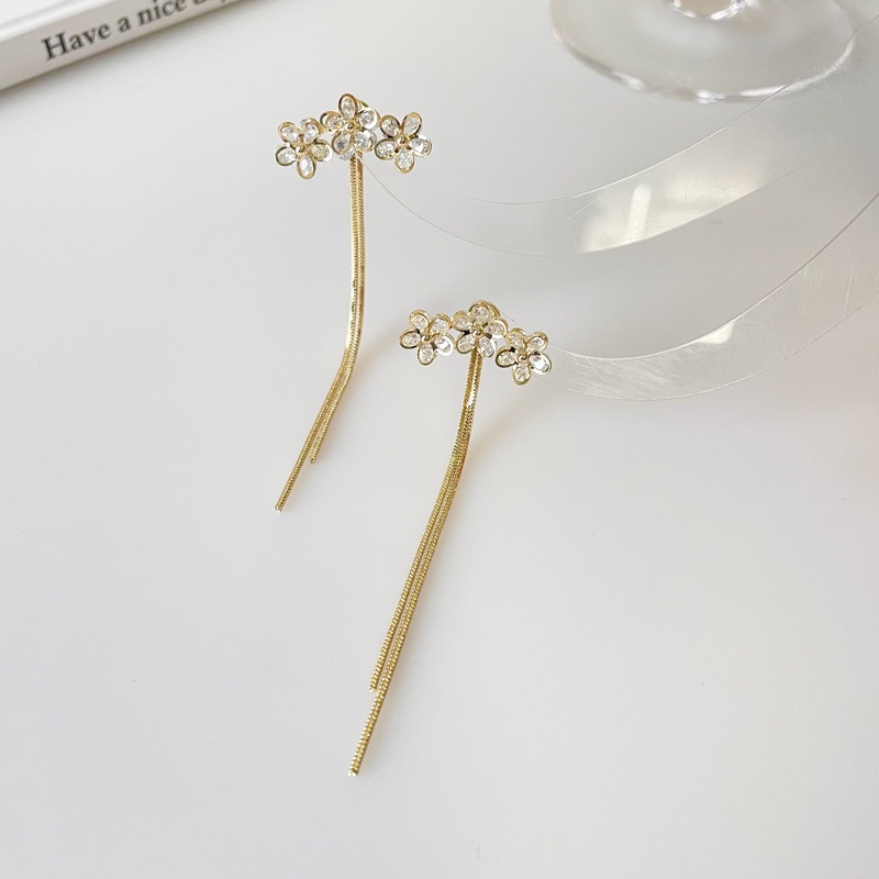 Bông Tai Thời Trang Hàn Quốc 2022 Họa Tiết Hoa Lấp Lánh