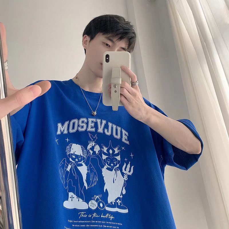 Áo Thun Tay Ngắn Dáng Rộng In Chữ Phong Cách Nhật Bản Thời Trang Mùa Hè Cho Nam Và Nữ