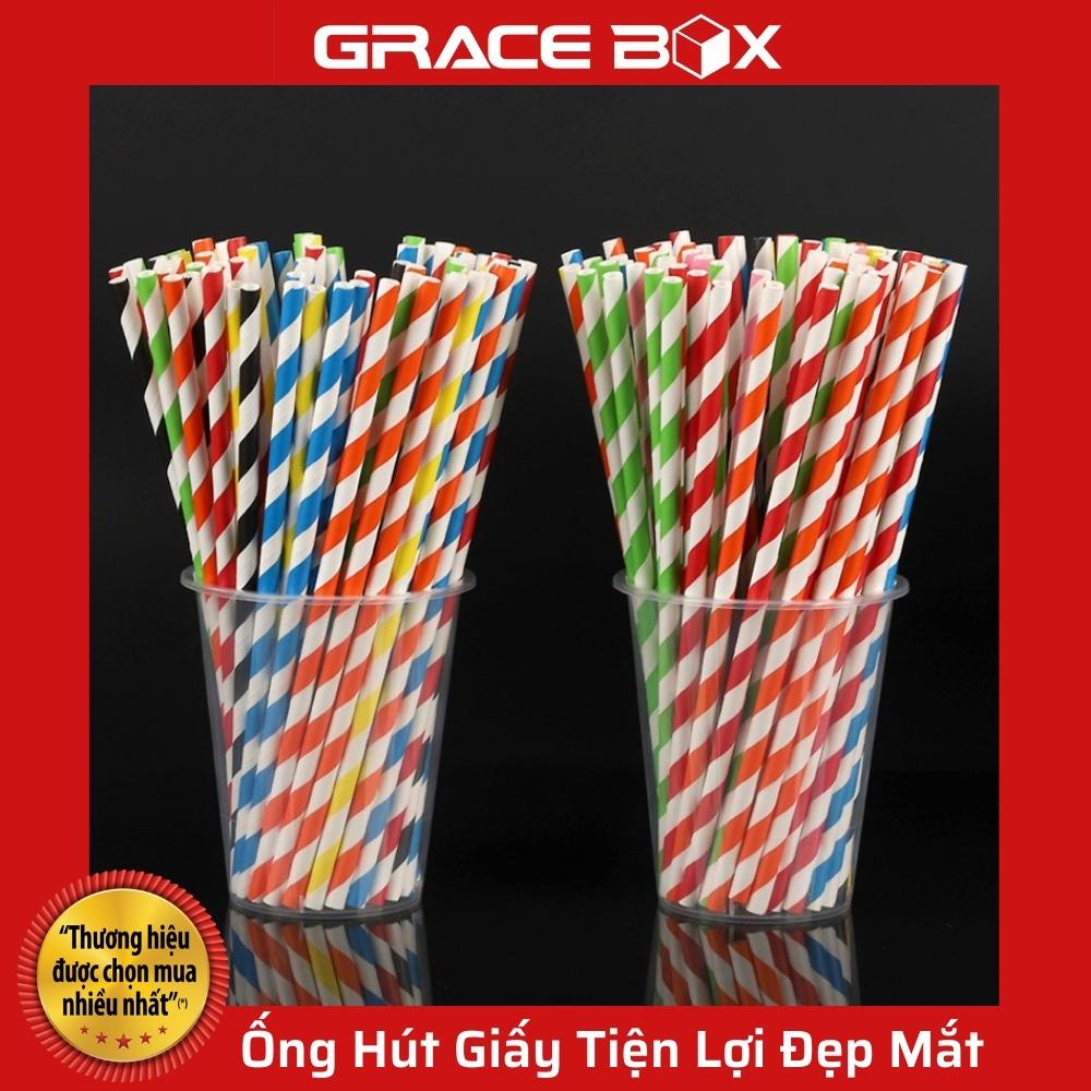 {Giá Sỉ} Túi 25 Ống Hút Giấy Bảo Vệ Môi Trường Tiện Lợi Đẹp Mắt - Phi Ø6 &amp; Ø8 - Siêu Thị Bao Bì Grace Box