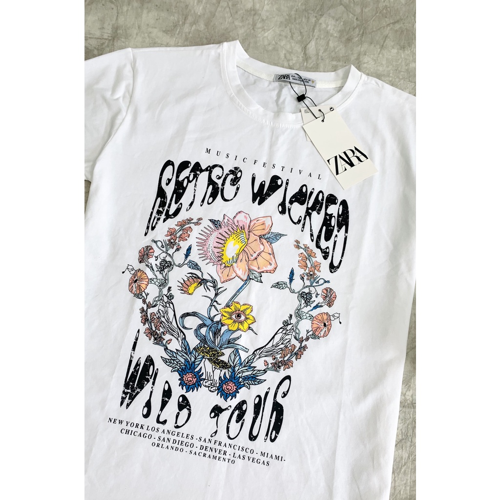 ÁO THUN ZARA VNXK HỌA TIẾ - COTTON 100% 4C FORM CHÂU ÂU