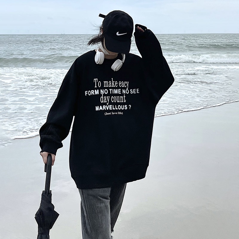 NRVP Áo Hoodie Nữ Tay Dài Dáng Rộng Thời Trang Phong Cách Hàn Quốc