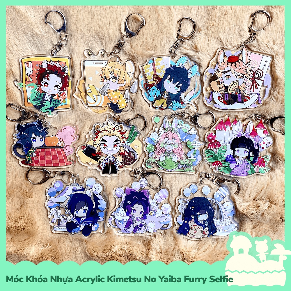 [Sẵn VN - NowShip] Móc Khóa Keychain Acrylic Nhựa Trong Anime Manga Kimetsu No Yaiba Demon Slayer Furry Selfie