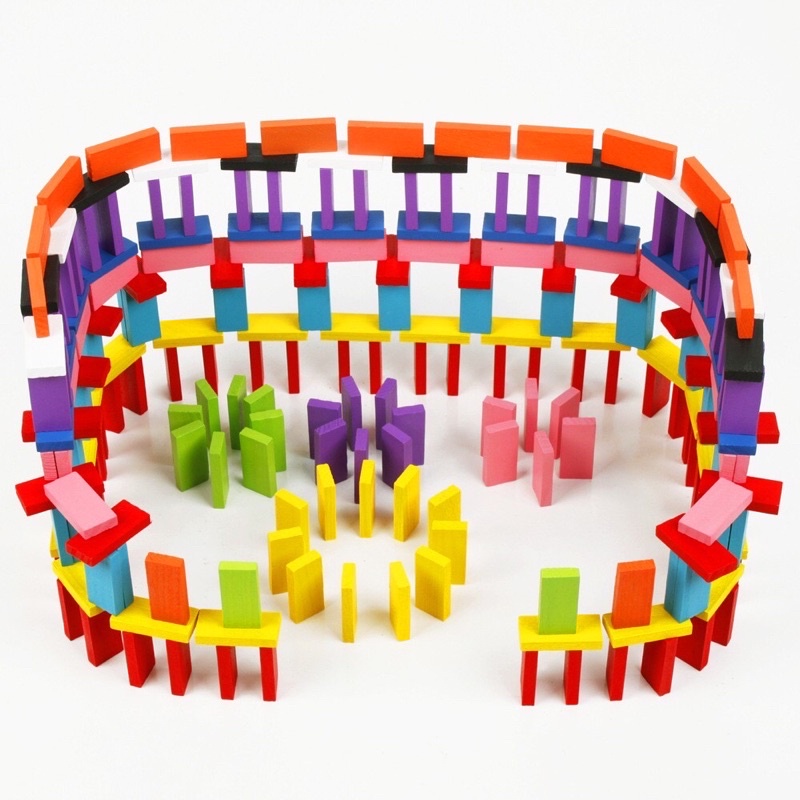 Đồ chơi trẻ em Domino - Đồ chơi xếp hình nhiều thanh gỗ màu, an toàn bền nhẵn