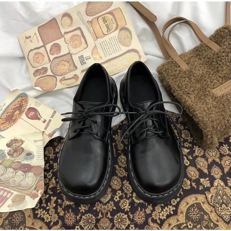 Giày oxford vintage da PU dáng Dr Martens đế cao Yannie lolita