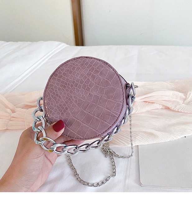 Túi Đeo Chéo Mini Tròn Dây Xích Cá Tính Mới 👉 freeship 👉 có sẵn