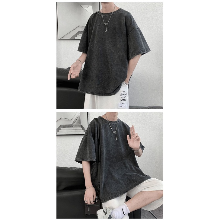 Áo Thun Tay Ngắn Dáng Rộng Họa Tiết Độc Đáo Phong Cách Hồng Kông Thời Trang Cá Tính Cho Nam