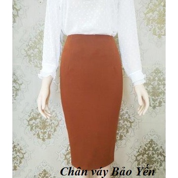 Chân váy bút chì màu cam đất xẻ sau tới gối (sẵn size)- M45