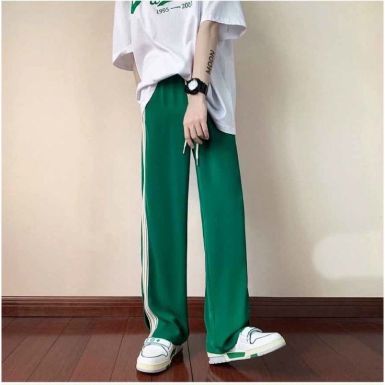 Quần Nỉ Sọc Xuông UNISEX Xanh Lá Hot Trend Q109 (Có sẵn)