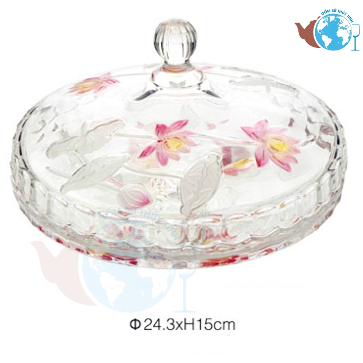 TẾT - Đĩa đựng mứt thủy tinh lớn kiểu sang trọng, khay mứt 3 ngăn có nắp nhiều mẫu để lựa chọn
