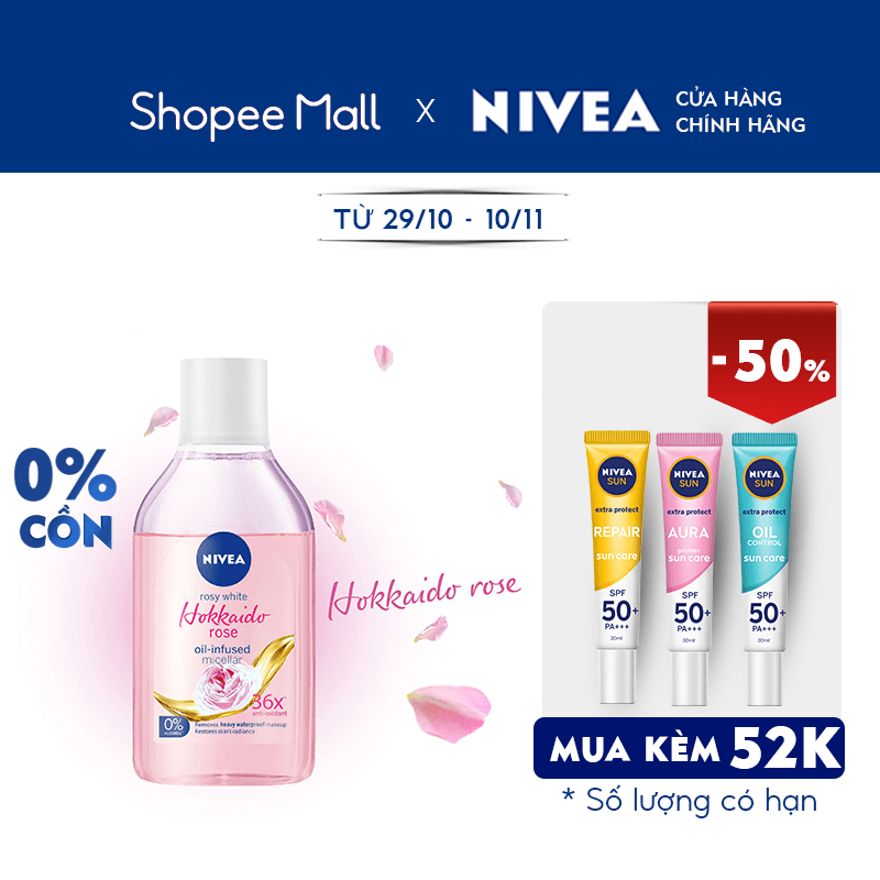 [Mã FMCGMALL -8% đơn 250K] Nước tẩy trang Nivea Radiance Rose Oil-infused (400ml) - 86550