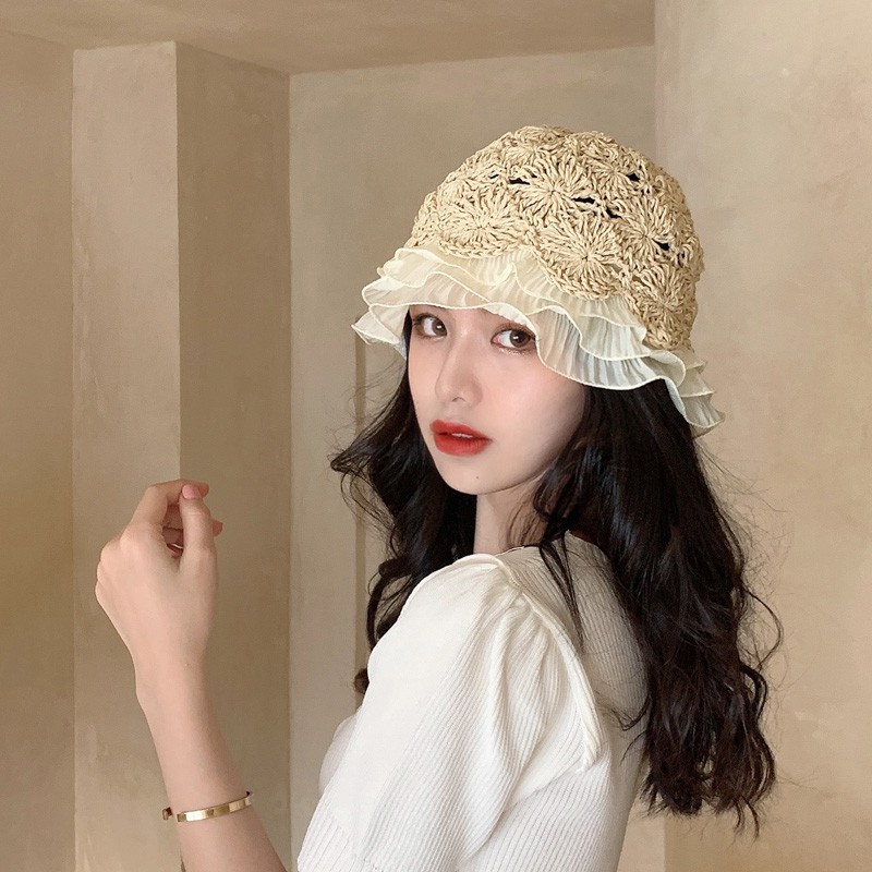 Mũ Cói Vành Nhỏ Chống Nắng Phong Cách Hàn Quốc Thời Trang Mùa Hè Cho Nữ