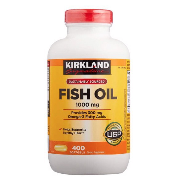 💕Hàng Tem Trầy💕 Viên Uống Fish Oil Dầu Cá Kirkland 400 Viên [Mẫu Mới 2021] - Nắp Đỏ Hình Thực Tế