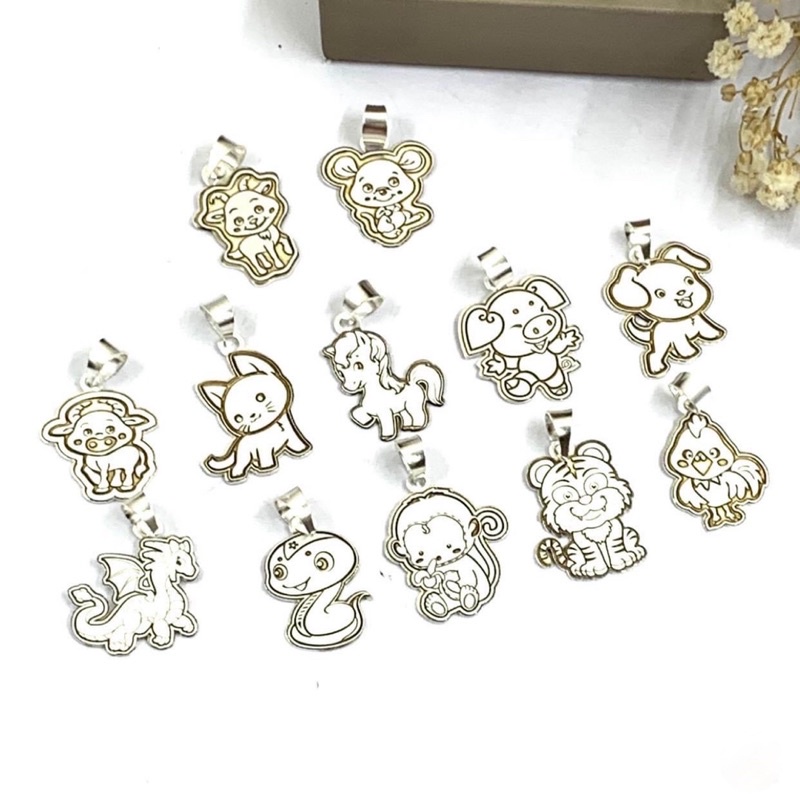 Dây chuyền Bạc Mặt hình 12 con giápMainomi Shop Bạc Xinh Có thể khắc sđt bố mẹ mặt sau (free khắc)